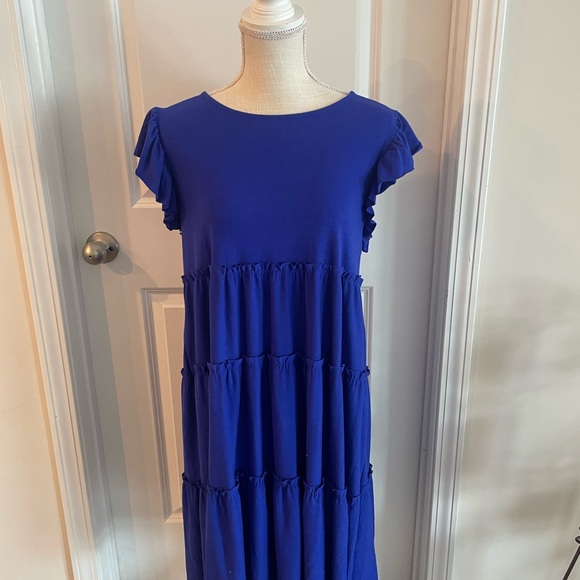 Zenana flutter sleeve 3 tier ruffle dress - Picture 1 of 5